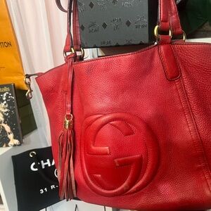 Gucci Red medium Leather Tote Bag